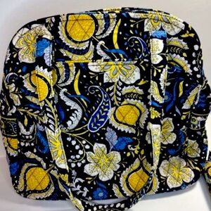 Vera Bradley Satchel Bag Yellow Blue Floral Paisley Purse